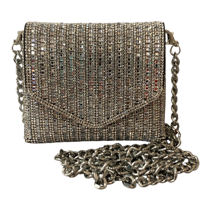 8803 AB SILVER SQUARE RHINESTONE MICRO CROSS BODY BAG