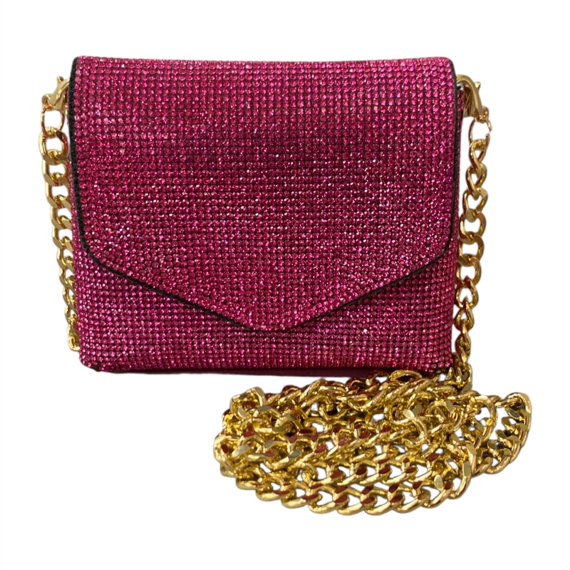 8805 FUCHSIA RHINESTONE MICRO CROSS BODY BAG