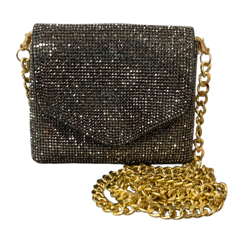 8808 HEMATITE RHINESTONE MICRO CROSS BODY BAG