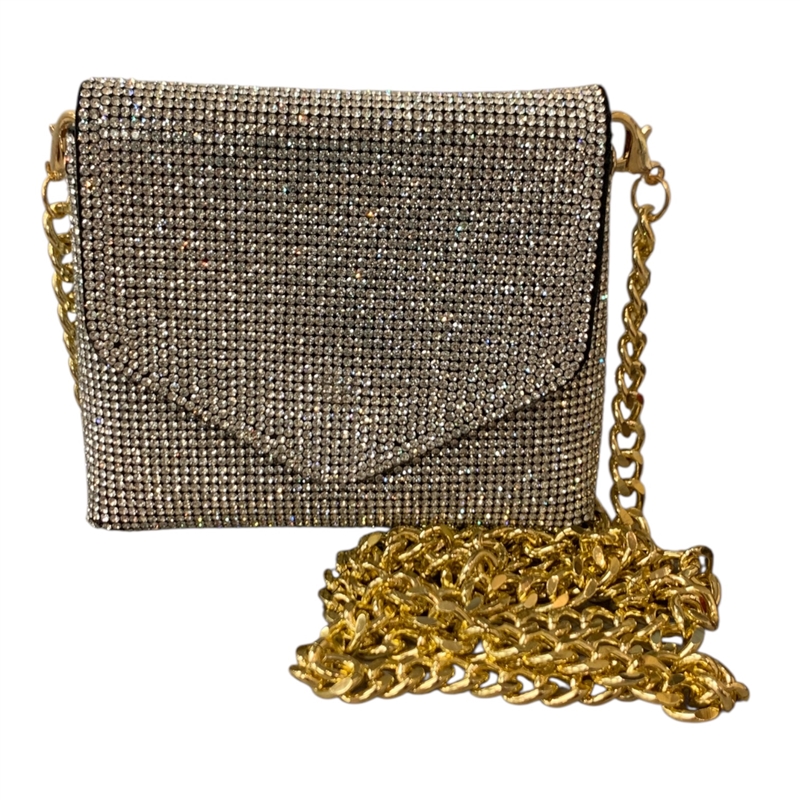 8809 AB SILVER RHINESTONE MICRO CROSS BODY BAG