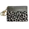 913 GRAY LEOPARD COW HIDE CC HOLDER 100% GENUINE HAIR FRONT ONLY WALLET