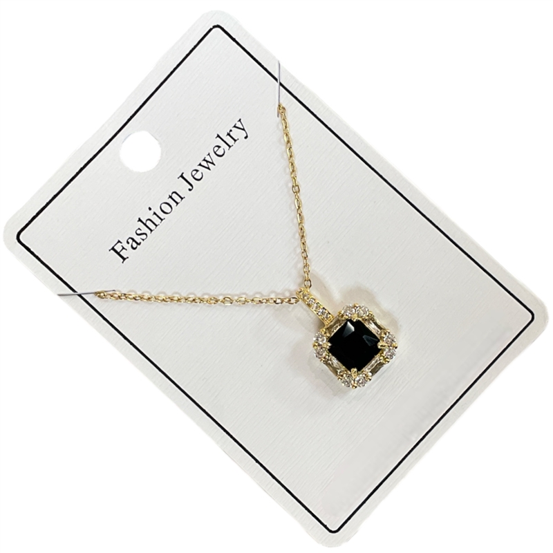 925BN  BLACK STONE SQUARE NECKLACE