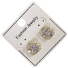 925CE  CLEAR GOLD  SQUARE EARRINGS