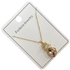 925CT GOLD CAT PINK STONE NECKLACE