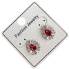 925DR TEARDROP RED STONE IN CENTER EARRINGS