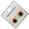 925RD  RED STONE SQUARE EARRINGS