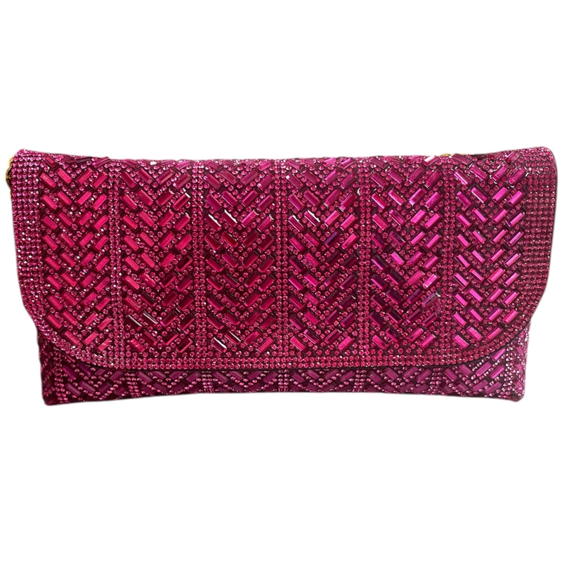 970FA  FUCHSIA RHINESTONE BAG