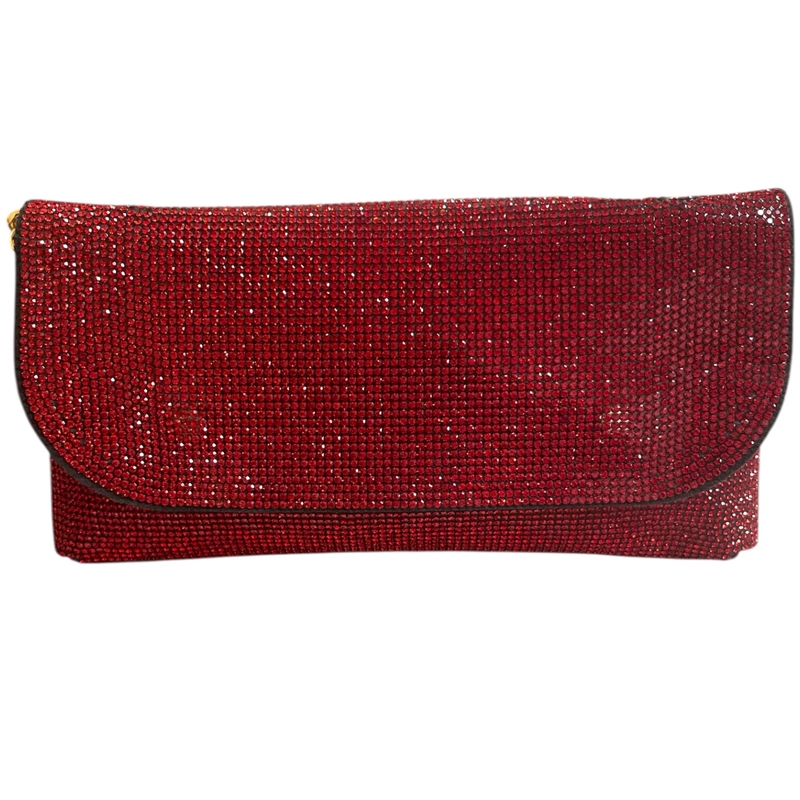 970RD   RED GOLD  RHINESTONE BAG