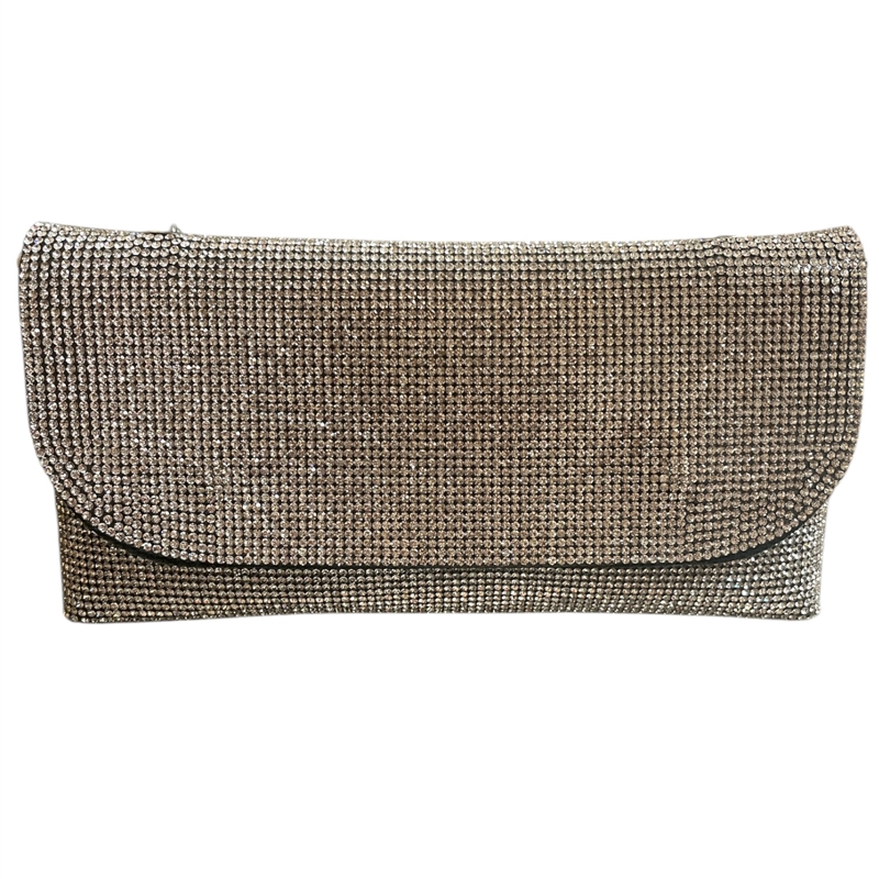 970SV  CLEAR SILVER  RHINESTONE BAG