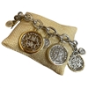 A0526B 14K GOLD PLATED & RHODIUM PLATED TWO TONE COIN CHARMS BRACELET