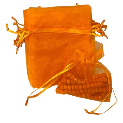 A1001OG  ORANGE ORGANZA FABRIC BAGS