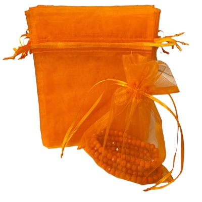 A1002OR ORANGE ORGANZA FABRIC BAGS