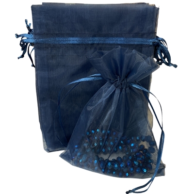 A1002VY  NAVY ORGANZA FABRIC BAGS