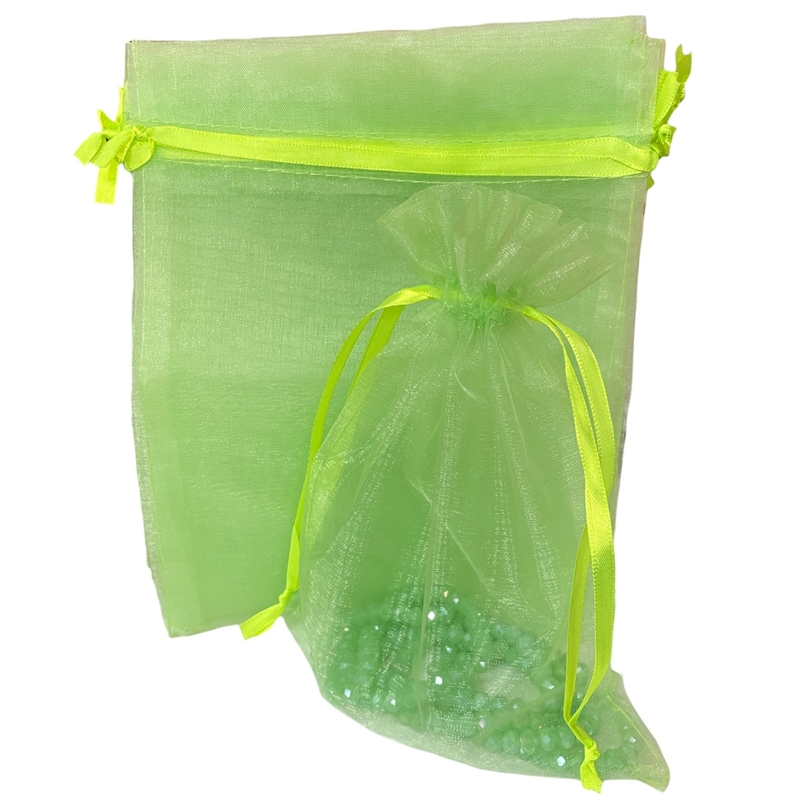 A1003NG NEON GREEN ORGANZA FABRIC BAGS