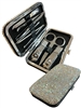 A740 AB SILVER RHINESTONE TRAVEL MANICURE SET