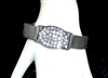 AB2010 RHINESTONE OVAL SILVER LEATHER BRACELET