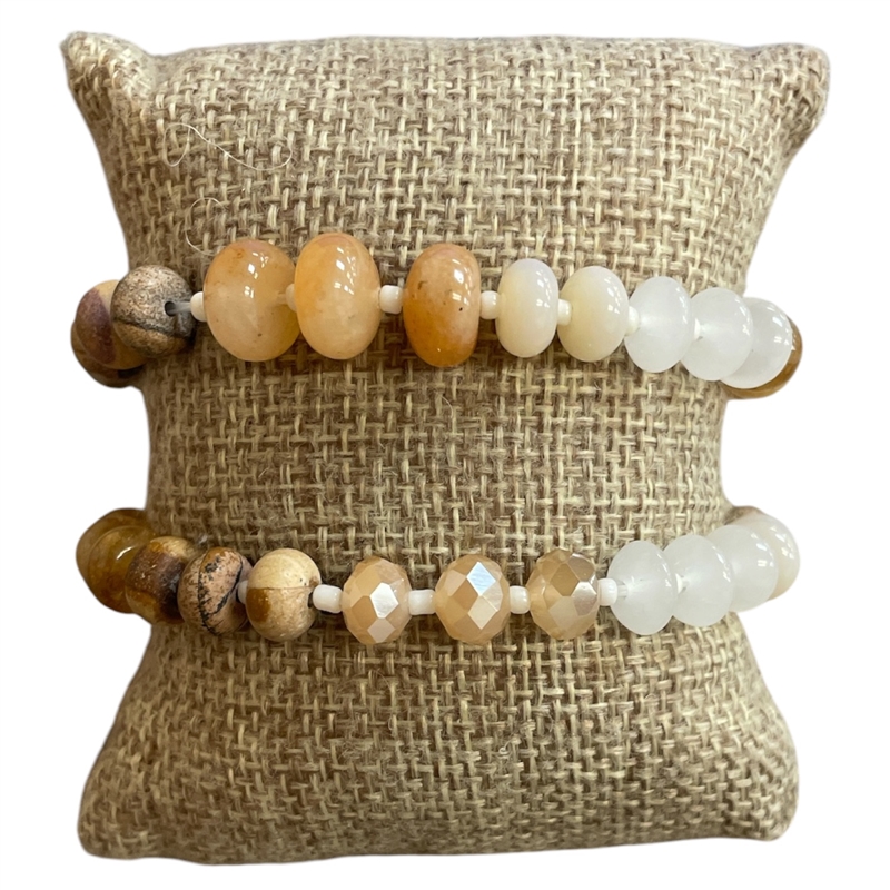AB3822-1B BROWN CRYSTAL 2 PC SET STRETCH BRACELET