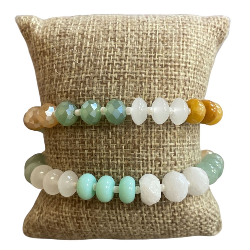 AB3822-1M MINT CRYSTAL 2 PC SET STRETCH BRACELET