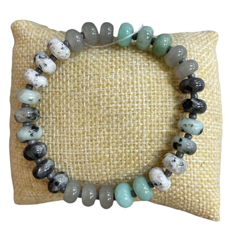 AB4299 GRAY ACRYLIC BEADED STRETCH BRACELET