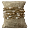 AB4945 GOLD BEADED SMALL PEARL 7 PCS BRACELET SET