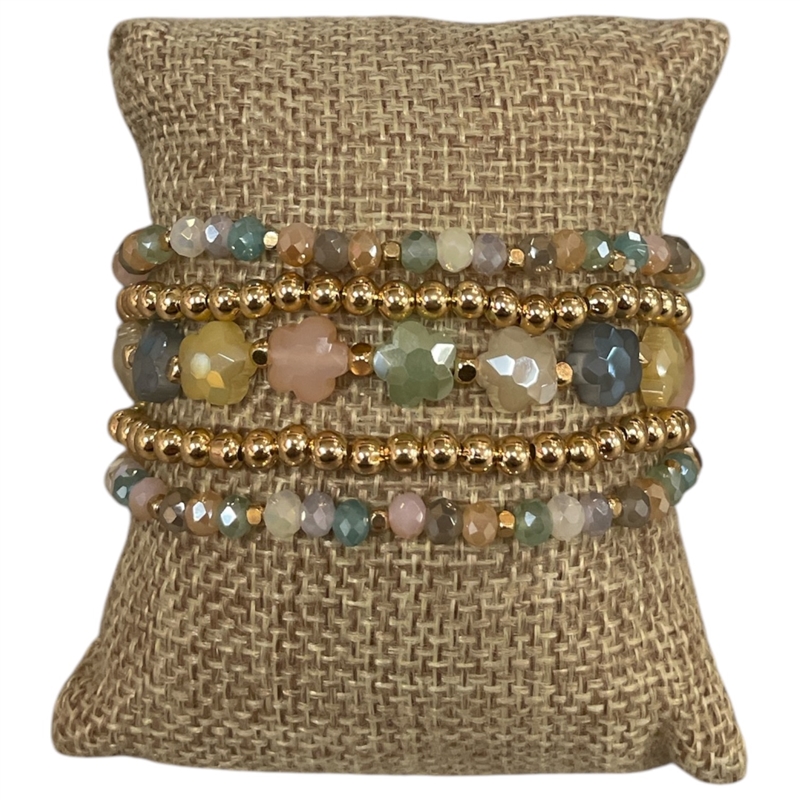 AB5326 CRYSTAL BEADED 5PC BRACELET