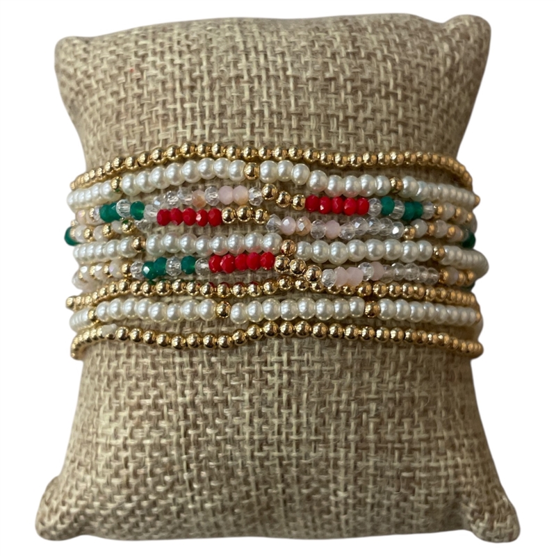 AB5512 PEARL & CRYSTAL MULTI 9PC BRACELET