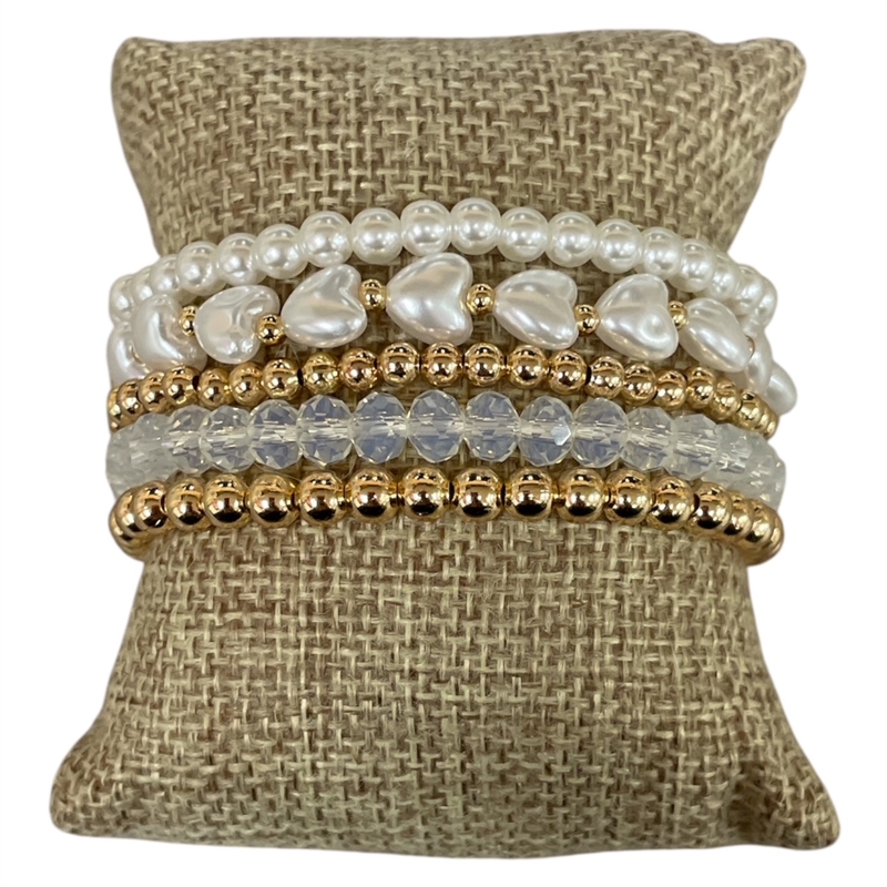 AB5613  HEARTS BEADED 5PCS SET BRACELET