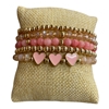 AB5701P  PINK HEARTS  BEADED 5PCS SET BRACELET