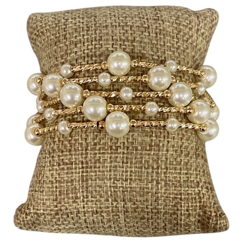 AB5736 BEADED PEARL  5 PCS SET BRACELET