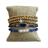 AB5793 5 LAYERED CYRSTAL BEADED & PEARL BRACELET