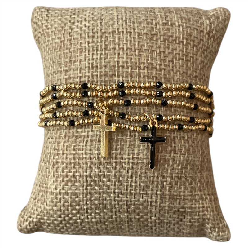AB5851 CROSS GOLD CRYSTAL BEADED 5PCS SET BRACELET