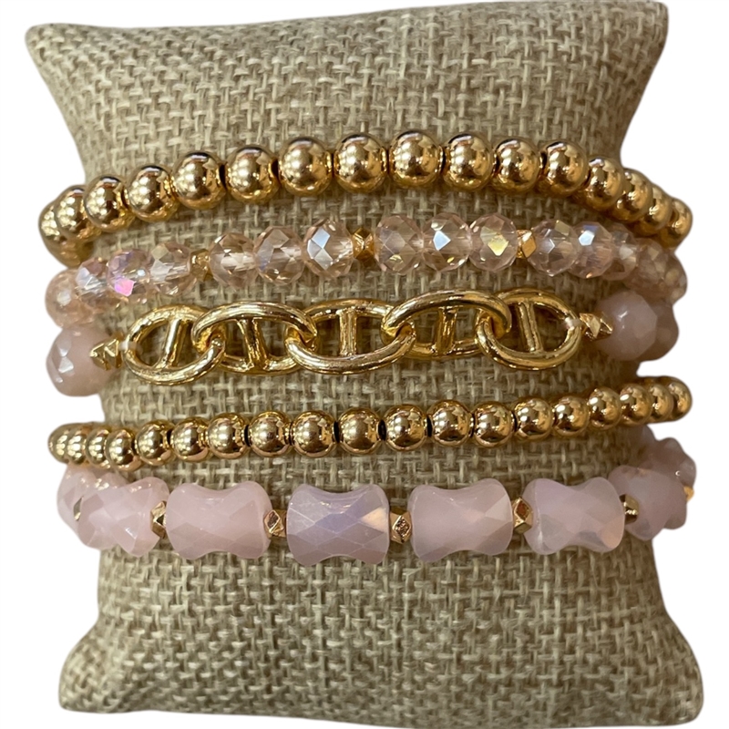AB5895  CRYSTAL BEADED 5PCS BRACELET