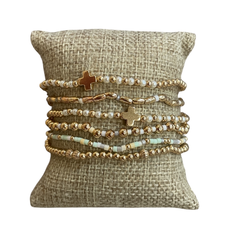 AB6140 6 LAYERED BEADED BRACELET