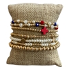 AB6160 CROSS CRYSTAL & PEARL 7 PC SET BEADED BRACELET