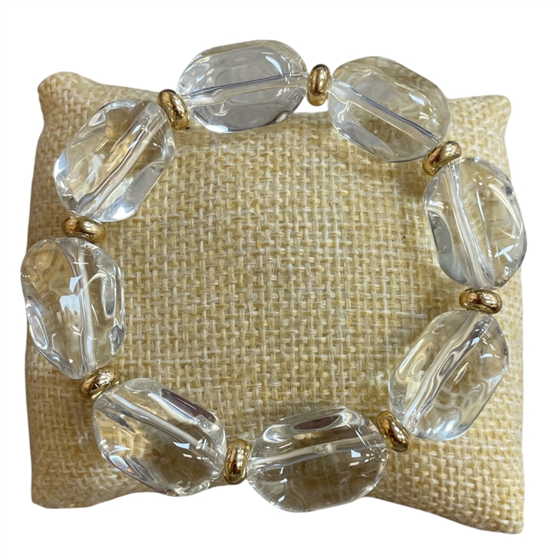 AB6261CR CLEAR ACRYLIC BEADED STRETCH BRACELET