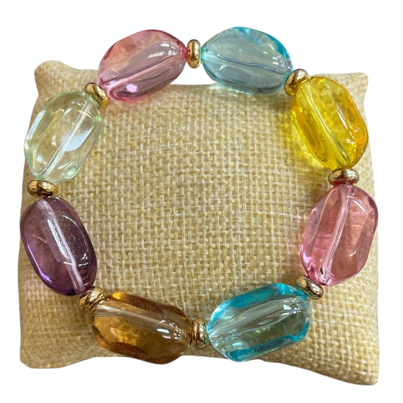 AB6261MU MULTICOLOR ACRYLIC BEADED STRETCH BRACELET