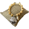 AB9763  REAL SHELL & STARFISH  CHARM CRYSTAL BEADED BRACELET