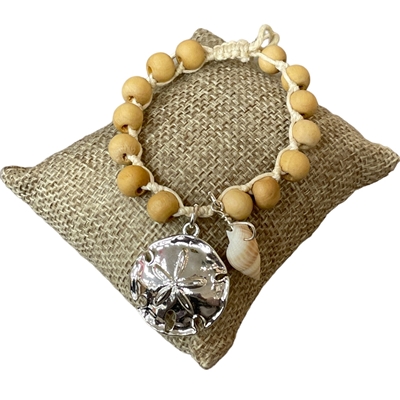 AB9763  REAL SHELL & STARFISH  CHARM CRYSTAL BEADED BRACELET