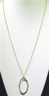 ADN0260 HAMMERED WIRED OVAL NECKLACE