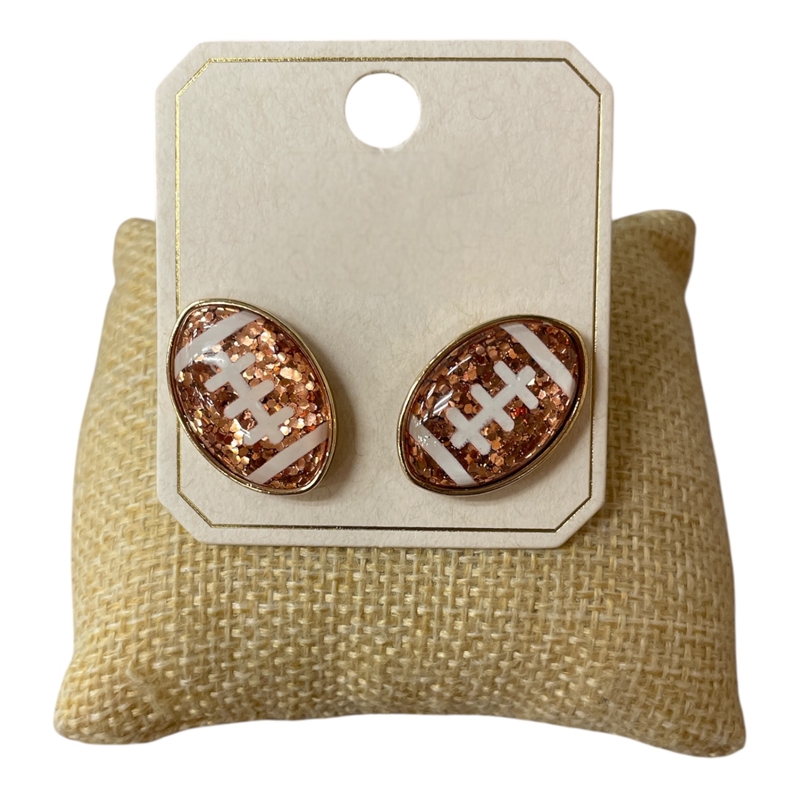 AE040BR   BROWN FOOTBALL  EARRINGS