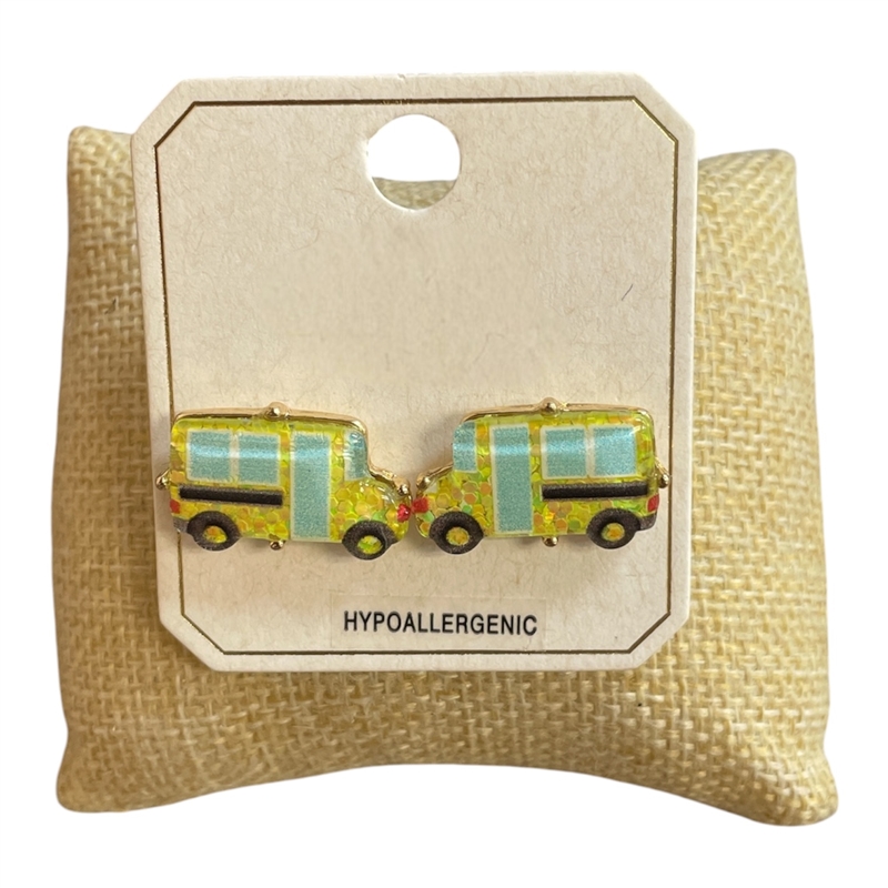 AE0442M6 YELLOW BUS STUD EARRINGS