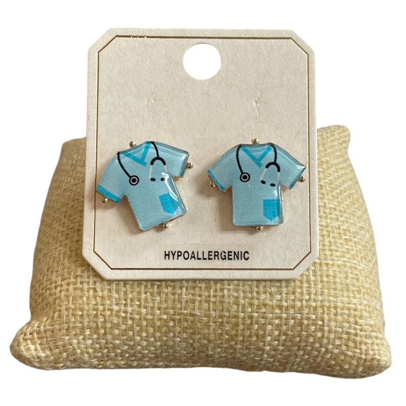 AE0456 BLUE SCRUB STUD EARRINGS
