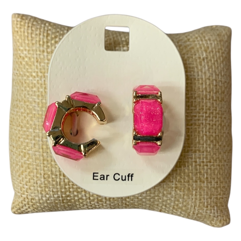 AE0483 ACRYLIC STONE GOLD EAR CUFF EARRINGS
