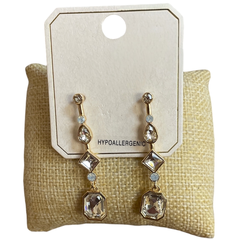 AE0501 CRYSTAL DANGLE STUD EARRINGS