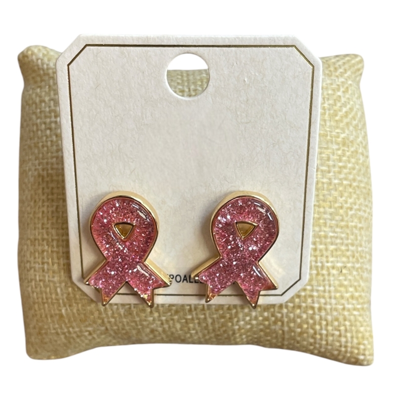 AE0504 PINK RIBBON STUD EARRINGS