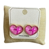 AE0505 HEART PINK RIBBON STUD EARRINGS