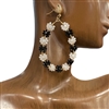 AE1637B  BLACK & WHITE BEADED FLOWER EARRINGS