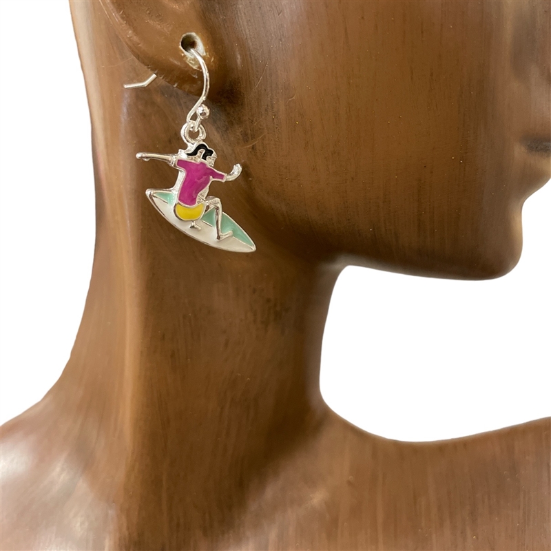 AE2966  MULTI COLOR GIRL SURFER EARRINGS