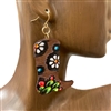 AE31086 FLOWER PAINTED WOODEN BOOTS EARRINGS