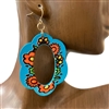 AE31090  FLOWER PAINTED FOWER WOODEN EARRINGS